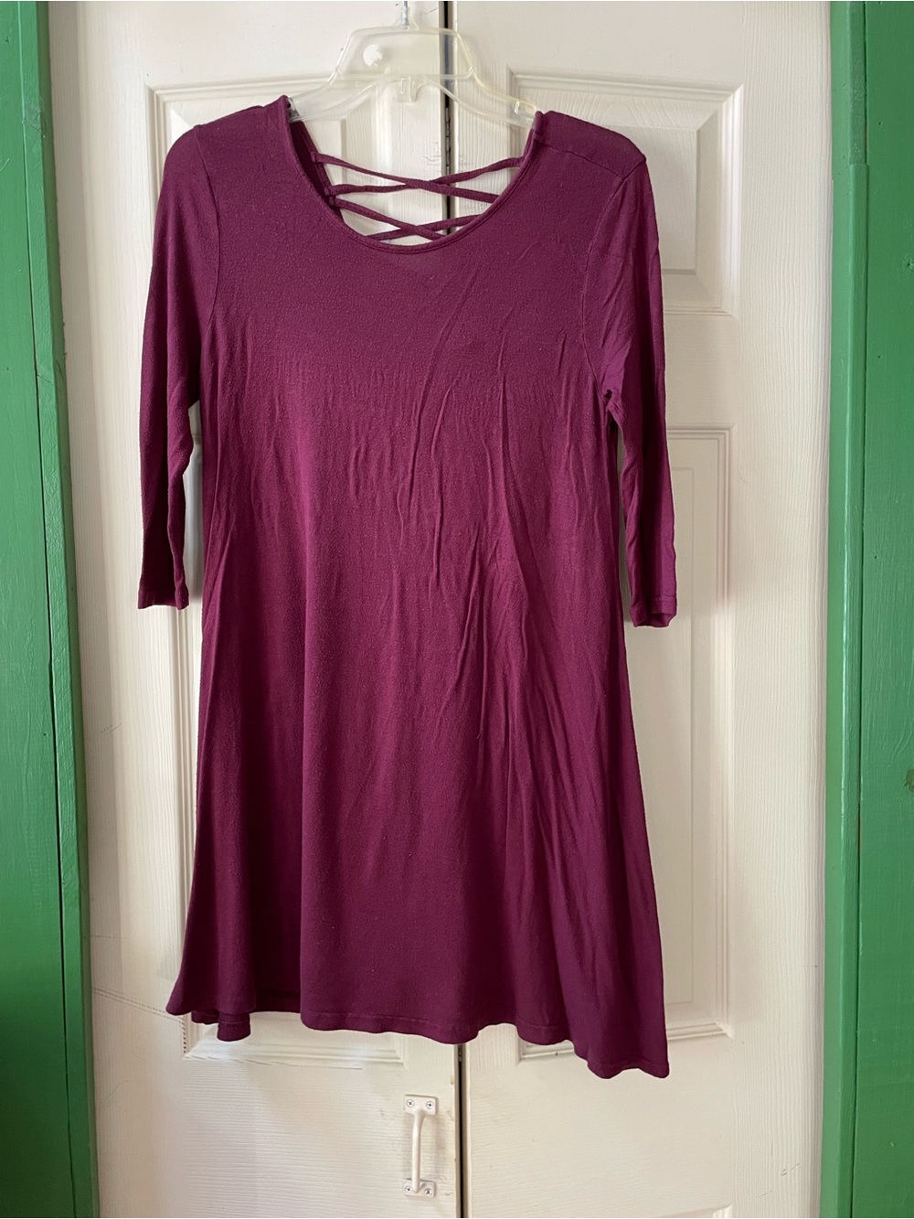 Rue21 Plum Crisscross Back 3/4 Sleeve Swing Tunic